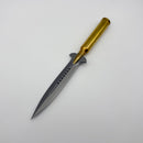 Pre-Owned Microtech Letter Opener 300 Win Mag Brass Handle w/ D/E Bead Blast M390MK 531-7