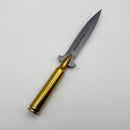 Pre-Owned Microtech Letter Opener 300 Win Mag Brass Handle w/ D/E Bead Blast M390MK 531-7