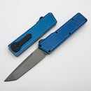 Chaves Dissident Blue Battleworn Crosshatch Handle w/ Blackout Hardware & Stonewash Tanto M390