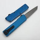 Chaves Dissident Blue Battleworn Crosshatch Handle w/ Blackout Hardware & Stonewash Tanto M390