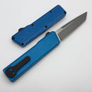 Chaves Dissident Blue Battleworn Crosshatch Handle w/ Blackout Hardware & Two Tone Stonewash Tanto M390