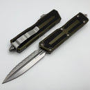 Microtech Scarab 2 Gen 3 OD Green Handles w/ D/E Stonewash Full Serrated M390MK 1280-12OD