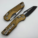 Microtech Knives MSI RAM LOK Tan Aluminum Frag Handles & Two Tone Black M390MK 210-1FRTA