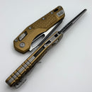 Microtech Knives MSI RAM LOK Tan Aluminum Frag Handles & Two Tone Black M390MK 210-1FRTA