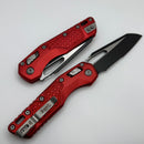 Microtech Knives MSI RAM LOK Red Aluminum Frag Handles & Part Serrated Two Tone Black M390MK 210-2FRRD