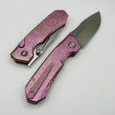 Remette RT-Rhino Pink Crystal Titanium Handles w/ Pearlescent M390 Blade RNTB1