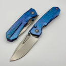 Remette RT-Rhino Blue Crystal Titanium Handles w/ Pearlescent M390 Blade RNTB3