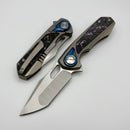 Remette Saker Falcon Bead Blasted Titanium Handle Carbon Fiber Inlay w/ Satin S45VN Blade ASTP-3