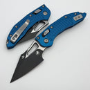 Microtech Knives Manual M-Stitch RAM LOK Blue Frag Aluminum Handles & Black M390MK 169MRL-1FRBL