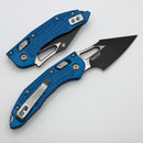 Microtech Knives Manual M-Stitch RAM LOK Blue Frag Aluminum Handles & Black M390MK 169MRL-1FRBL