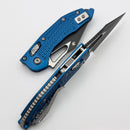 Microtech Knives Manual M-Stitch RAM LOK Blue Frag Aluminum Handles & Black M390MK 169MRL-1FRBL