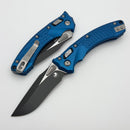 Microtech Amphibian Mini RAM LOK Blue Frag Aluminum & Black M390MK 137MRL-1FRBL