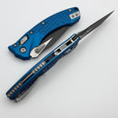 Microtech Amphibian Mini RAM LOK Blue Frag Aluminum & Black M390MK 137MRL-1FRBL