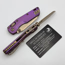 Microtech Marfione Select MSI RAM LOK Mini Fluted Royal Purple Titanium Handles w/ Bronze Accents & Bronze M390MK 210M-13FLMS5