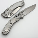 Microtech Amphibian Mini RAM LOK Stonewash Titanium Fluted & Stonewash M390MK W/ Bronze Accents 137MRL-10FLMS1