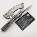 Microtech Amphibian Mini RAM LOK Stonewash Titanium Fluted & Stonewash M390MK W/ Bronze Accents 137MRL-10FLMS1