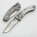 Microtech Amphibian Mini RAM LOK Stonewash Titanium Fluted & Stonewash M390MK W/ Purple Accents 137MRL-10FLMS3