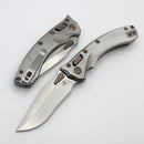 Microtech Amphibian Mini RAM LOK Stonewash Titanium Fluted & Stonewash M390MK W/ Flamed Accents 137MRL-10FLMS4