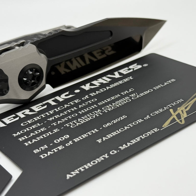 Heretic Custom Wraith Auto V4 w/ CarboTi Techno Carbo Inlays & High Sheen DLC Tanto Blade