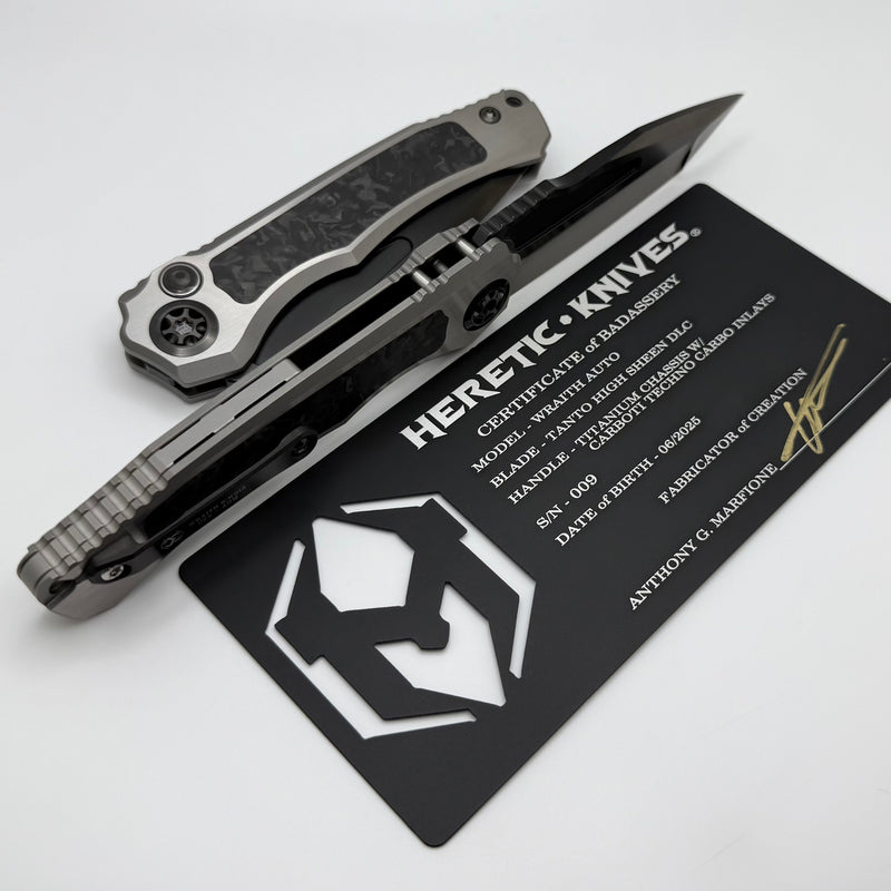Heretic Custom Wraith Auto V4 w/ CarboTi Techno Carbo Inlays & High Sheen DLC Tanto Blade
