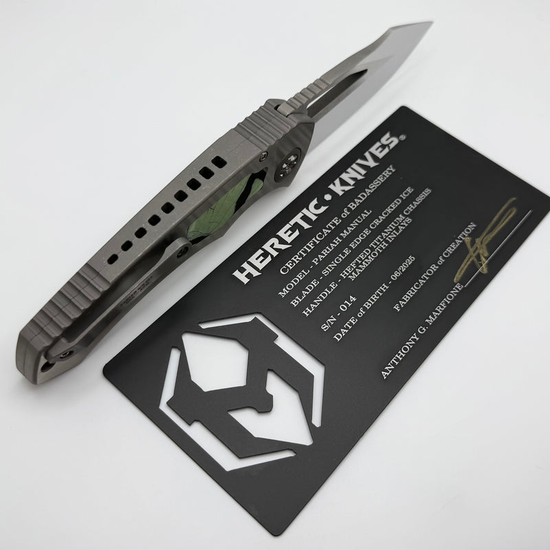 Heretic Custom Pariah M/A Hefted Titanium Handles w/ Mammoth Inlays & Cracked Ice Blade