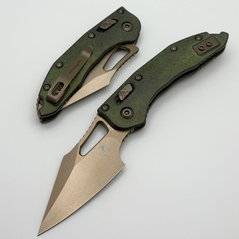 Microtech Marfione Select Manual M-Stitch RAM LOK Antique Green Titani