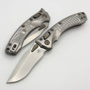 Microtech Amphibian Mini RAM LOK Stonewash Titanium Frag & Stonewash M390MK w/ Flamed Accents 137MRL-10FRMS4