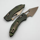 Microtech Marfione Select Manual M-Stitch RAM LOK Antique Green Titanium Handles & Bronze M390MK 169MRL-13MS1