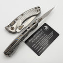 Microtech Amphibian Mini RAM LOK Stonewash Titanium Frag & Stonewash M390MK w/ Flamed Accents 137MRL-10FRMS4