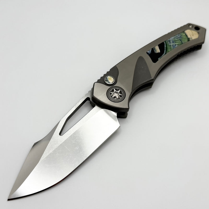 Heretic Custom Pariah M/A Hefted Titanium Handles w/ Mammoth Inlays & Cracked Ice Blade