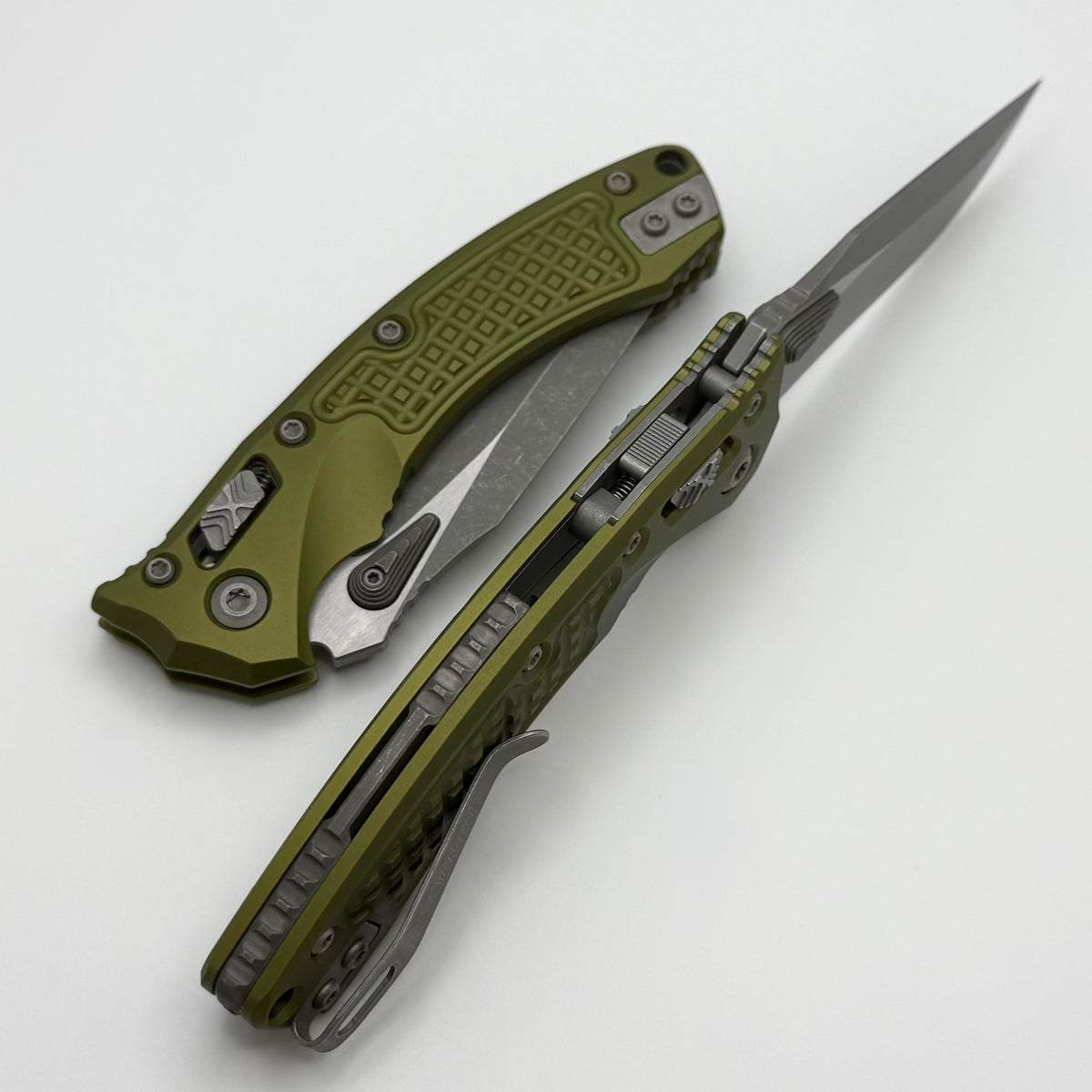 Microtech Amphibian Mini RAM LOK OD Green Frag Aluminum & Apocalyptic