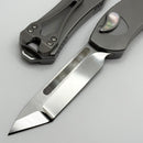 Heretic Custom Hydra V4 Stainless Steel Handle w/ Black Pearl Inlays & Cracked Ice Tanto