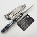 Marfione Select Microtech Socom Ram-Lok Titanium Frag Handles w/ Blue Accents & Stonewash M390MK 160RL-10FRMS3