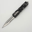 Microtech Dirac Pixel Camo D/E Partial Serrated Stonewash 225-11PXC