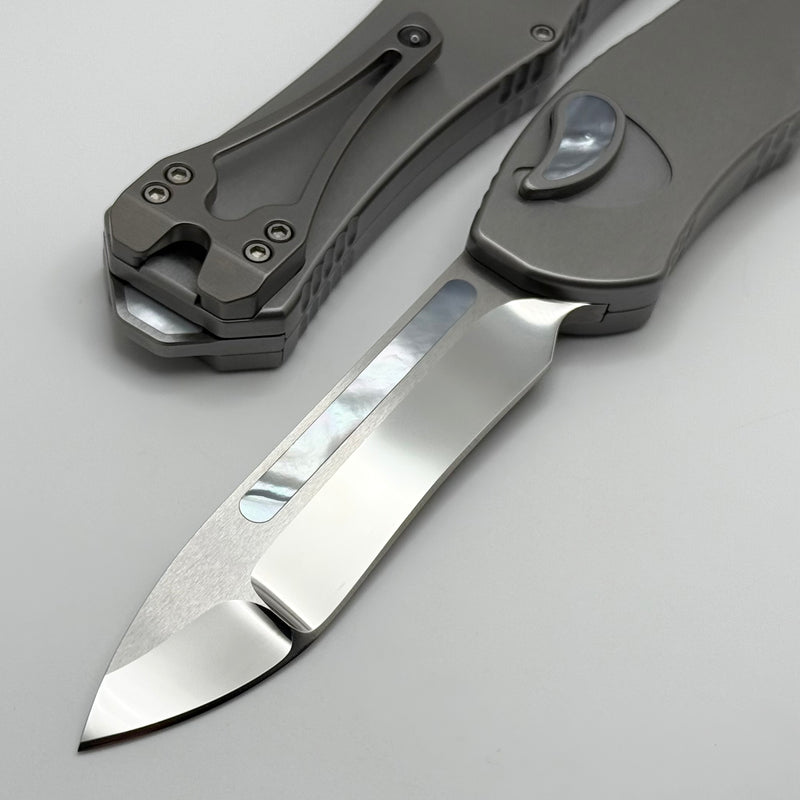 Heretic Custom Hydra V4 Stainless Steel Handle w/ Mother of Pearl Inlays & Mirror Recurve