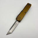 Pre-Owned Microtech UTX-85 Gen IV w/ Tan Handle & Stonewash Full Serrated T/E M390MK 12334-12TA