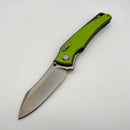 Pre-Owned Hawk Designs Talon Spring Green Glass Overlay Brightwashed Titanium Handles & Brightwashed M390