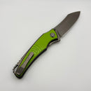 Pre-Owned Hawk Designs Talon Spring Green Glass Overlay Brightwashed Titanium Handles & Brightwashed M390