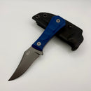 Aux Mfg Deadhead Pocket Bowie Fixed Blade 14C28N Grey PVD w/ Blue Micarta Production Series AUX-001BLU