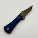 Aux Mfg Deadhead Pocket Bowie Fixed Blade 14C28N Grey PVD w/ Blue Micarta Production Series AUX-001BLU