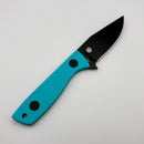 Aux Mfg Runt XL Black PVD 14C28N w/ Tiffany Blue G-10 Handle Production Series AUX012TIF