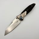 Pre-Owned Discontinued Microtech Knives Socom Bravo Mini Warcom Hand Satin w/ Blue Ti Pivot Collars & Carbon Fiber Scales 263M-4CFTI