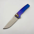 Pre-Owned MachineWise Sonora Blue Titanium Integral Handle w/ Brass Bolster & Lightwash S90V