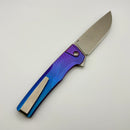 Pre-Owned MachineWise Sonora Blue Titanium Integral Handle w/ Brass Bolster & Lightwash S90V