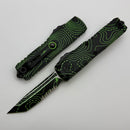 Microtech UTX-85 Gen IV w/ Black/Parakeet Green Topo Handle & T/E Part Serrated M390MK 12334-1TPBKPGS