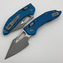 Microtech Knives Manual M-Stitch RAM LOK Blue Frag Aluminum Handles & Apocalyptic M390MK 169MRL-10APFRBL