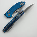 Microtech Knives Manual M-Stitch RAM LOK Blue Frag Aluminum Handles & Apocalyptic M390MK 169MRL-10APFRBL