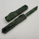 Microtech Ultratech Gen IV Black/Parakeet Green Camo Topo Handle w/ Black T/E 11234-1TPBKPGCS