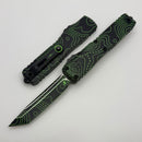 Microtech Ultratech Gen IV Black/Parakeet Green Camo Topo Handle w/ Black T/E 11234-1TPBKPGCS
