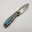 Pre-Owned Poikilo Blade Gecko S1.1 Titanium Handles w/ Blue Ti Accents & Satin M398